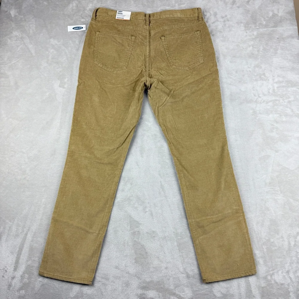 Old Navy Pants Men 35x30(29.75) Tan Brown Slim Built in Flex Corduroy Winter NWT